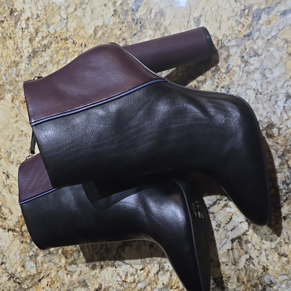 CAbi Black and Purple Heeled Boots